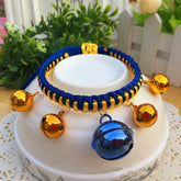 KUTKUT Pet Collar Dog Cat Collar Necklace Hand Woven Collar Bell Pendant Cat Accessories Puppy Pet Supplies with Bells (Size: M, Adjustable Neck: 20cm - 45cm)…-Harness-kutkutstyle